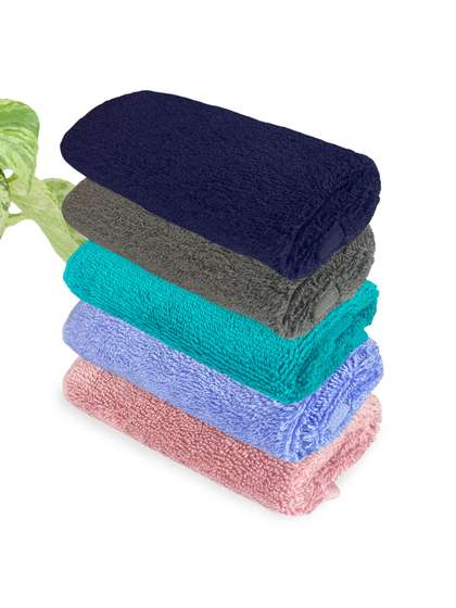 Heelium Unisex Pack of 5 Bamboo Super Soft & Quick Drying Face Towel