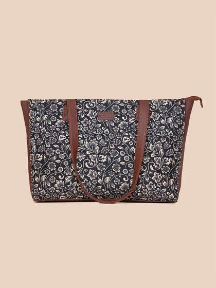ZOUK Floral Printed Jute Structured Tote Bag