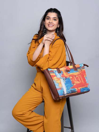 ZOUK Abstract Printed Shopper Tote Bag