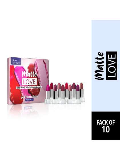Blue Heaven Set Of 10 Matte Love Long Lasting Hydrating Mini Lipsticks - 1.3g Each