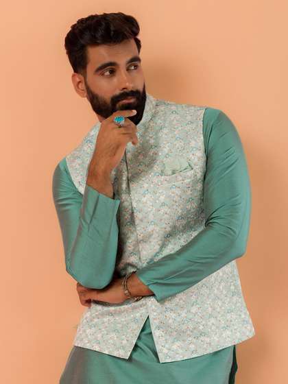 KISAH Embellished
                        Nehru Jackets With Pocket Square