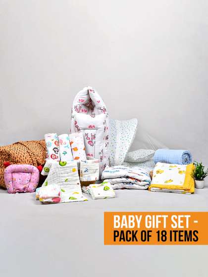Moms Home Infants
                      18Pcs Organic Cotton Muslin Baby Apparel Gift Set