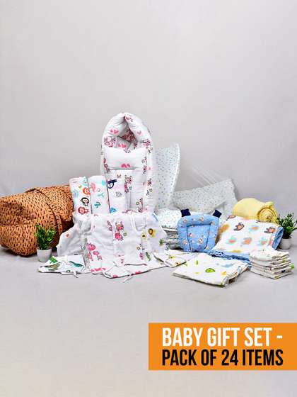 Moms Home Infants 24 Pcs
                    Printed Organic Cotton Baby Apparel Gift Set