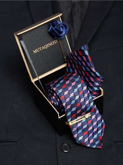MUTAQINOTI Men Silk
                    Necktie Accessory Gift Set