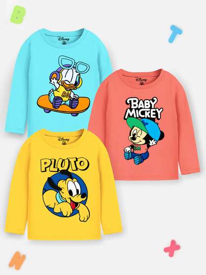 YK Disney Boys Pack Of 3 Graphic Printed Cotton T-shirt