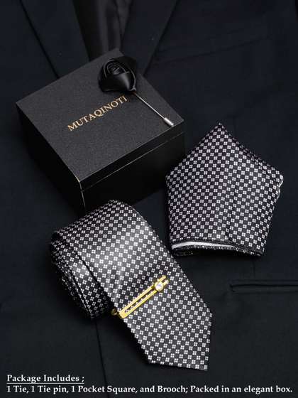 MUTAQINOTI Men Silk
                    Blend Necktie Accessory Gift Set
