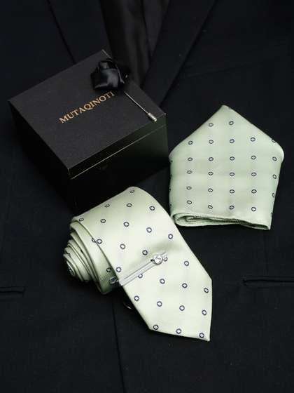 MUTAQINOTI Men Polka Dot
                    Silk Necktie Accessory Gift Set