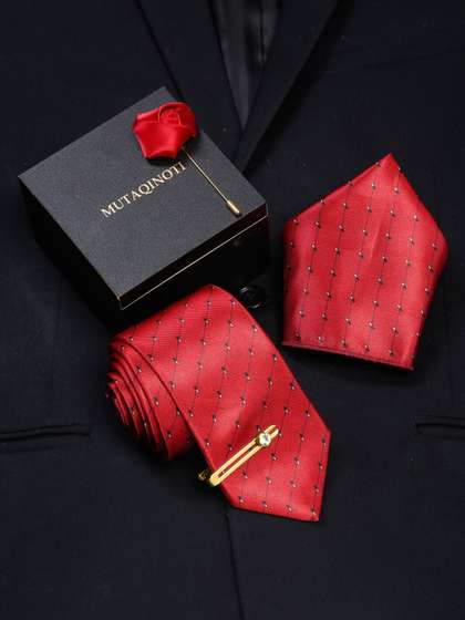 MUTAQINOTI Men Silk
                      Blend Necktie Accessory Gift Set