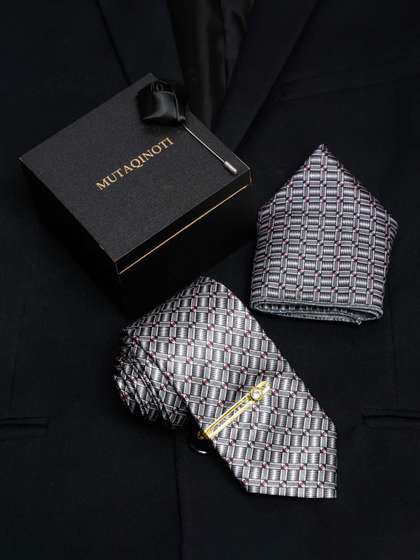 MUTAQINOTI Men Silk
                    Blend Necktie Accessory Gift Set