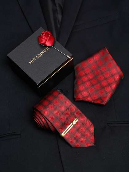 MUTAQINOTI Men Silk
                    Necktie Accessory Gift Set