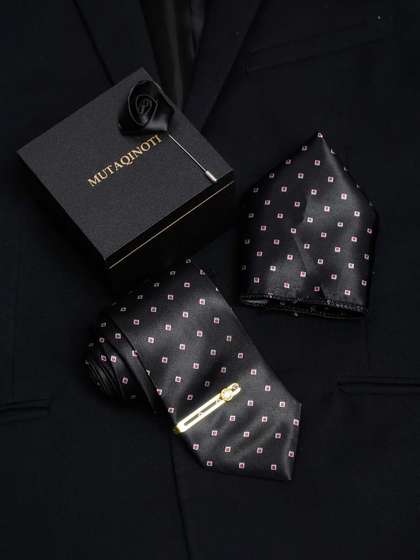 MUTAQINOTI Men Silk
                      Necktie Accessory Gift Set