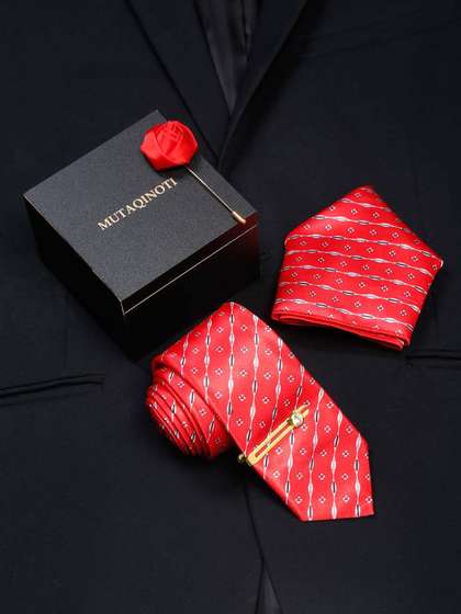 MUTAQINOTI Men Silk
                    Blend Necktie Accessory Gift Set