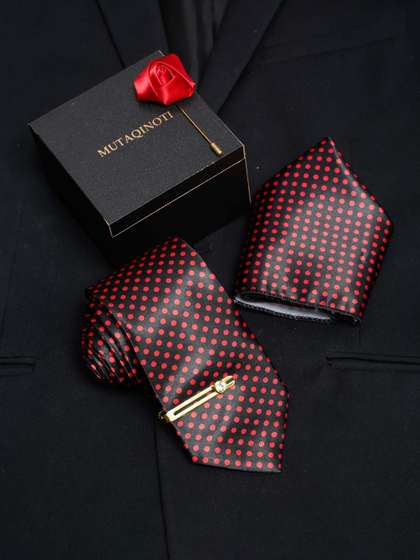 MUTAQINOTI Men Dotted
                    Pattern Formal Accessory Gift Set