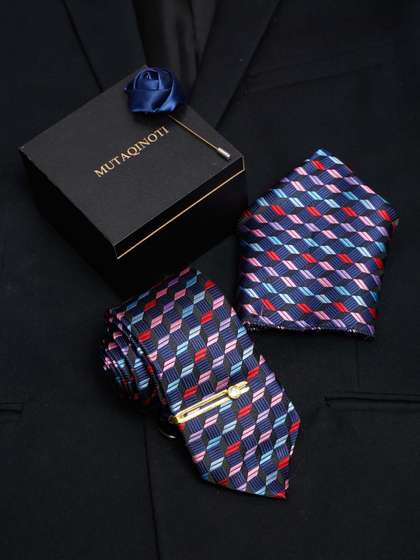 MUTAQINOTI Men Silk
                      Necktie Accessory Gift Set