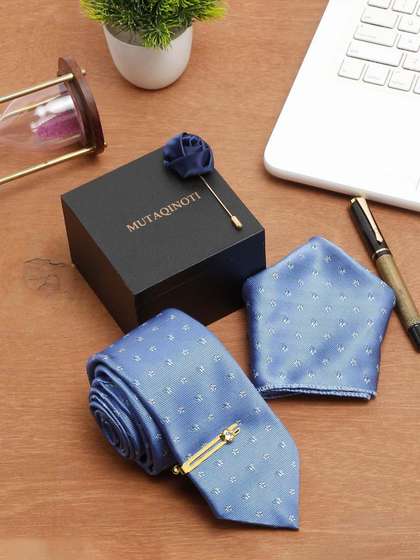 MUTAQINOTI Men Floral
                    Silk Necktie Accessory Gift Set