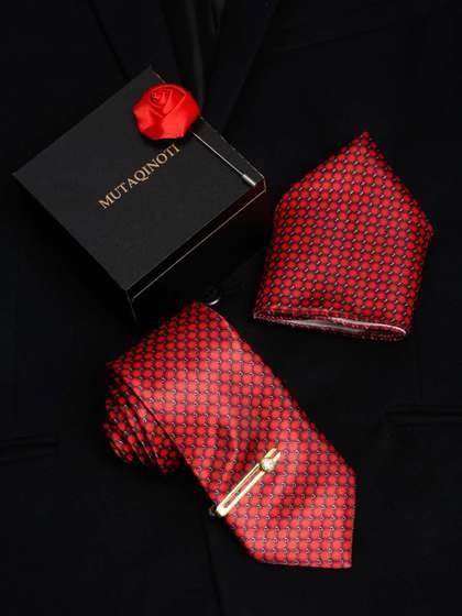 MUTAQINOTI Men Printed
                    Formal Accessory Gift Set