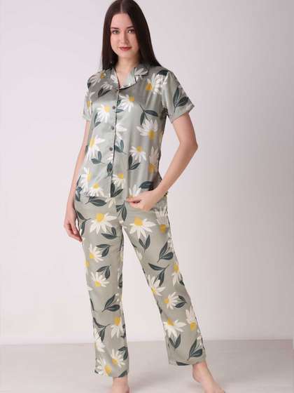 Masha Floral Printed
                        Satin Night Suit