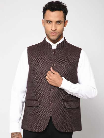 Cantabil Solid Woven Nehru Jacket