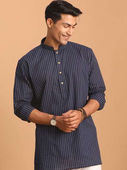VASTRAMAY Mandarin Collar Cotton Kurta