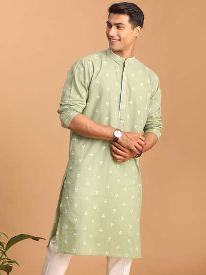 VASTRAMAY Woven design Cotton Sustainable Kurta
