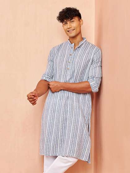 VASTRAMAY Striped
                          Printed Cotton Sustainable Kurta