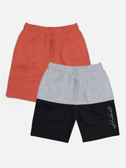 HELLCAT Boys Pack Of 2
                    Typography Printed Cotton Shorts