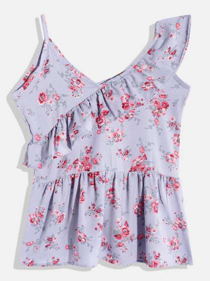 HERE&NOW Floral
                    Printed Ruffles Empire Top