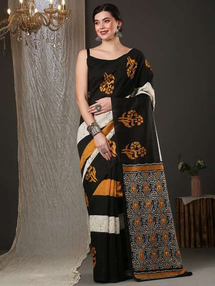 Anouk Rustic Floral
                        Printed Art Silk Bhagalpuri Saree