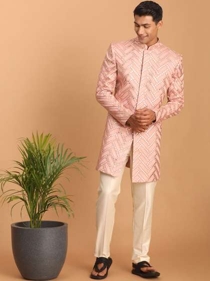 VASTRAMAY
                        Embroidered Straight Sherwani Set