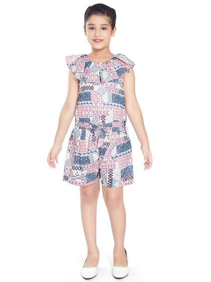 Peppermint Girls
                      Printed Round Neck Playsuit