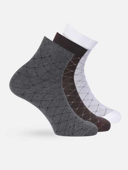 Mast & Harbour Men
                      Set Of 3 Woven Design Patterned Above Ankle Formal
                      Socks