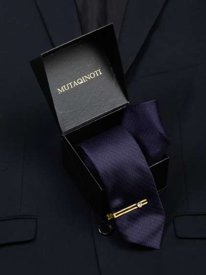 MUTAQINOTI Men Dotted
                    Pattern Silk Formal Accessory Gift Set