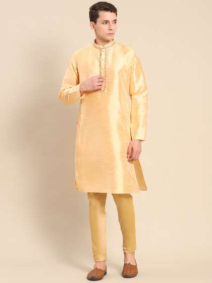 Amodh by Kisah Mandarin Collar Art Silk Kurta