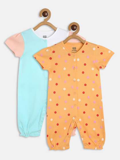 MINI KLUB Infant Girls
                    Pack Of 2 Pure Cotton Rompers