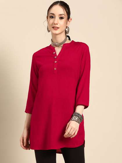 Sangria Printed
                        Mandarin Collar Short Kurti