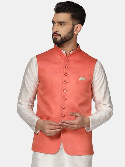TAHVO Mandarin Collar Nehru Jacket