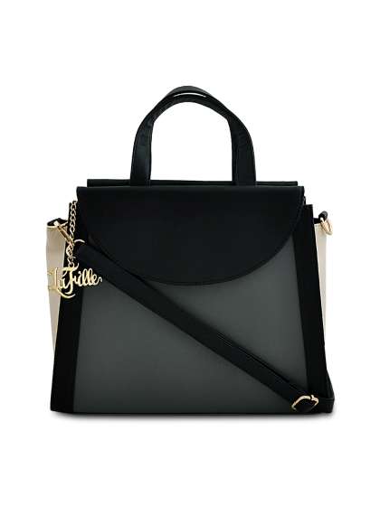 Handbags For Women Leather Designer Lafille Black Solid Handheld Bag