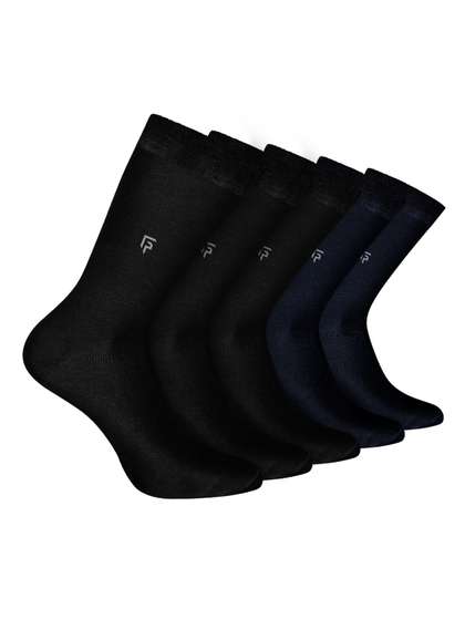 FOOTPRINT Men 5
                          Pairs Anti Odour Organic Cotton Calf-Length
                          Solid Bamboo Formal Socks