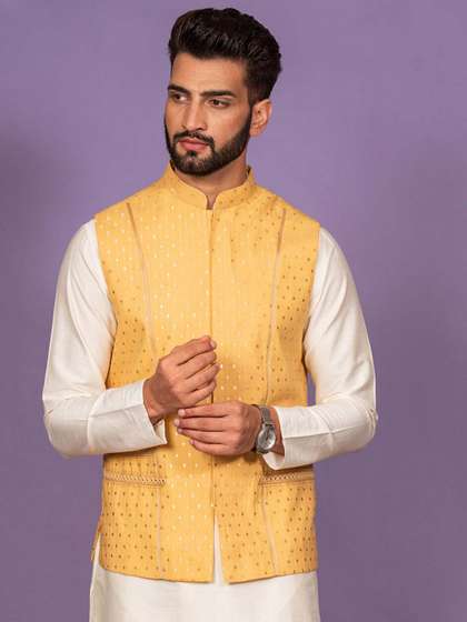 KISAH Men Woven Design Nehru Jacket