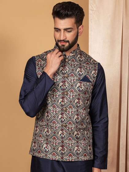 KISAH Printed Nehru Jacket