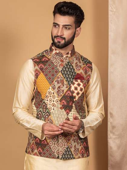 KISAH Printed Woven Nehru Jacket