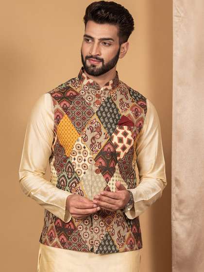 KISAH Printed Woven Nehru Jacket