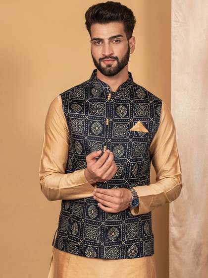 KISAH Men Printed Nehru Jackets