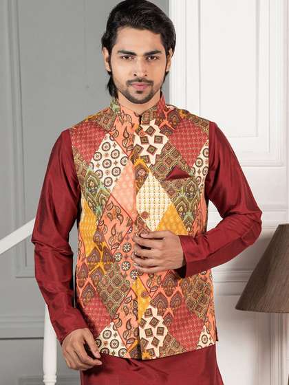 KISAH Printed Woven Nehru Jackets