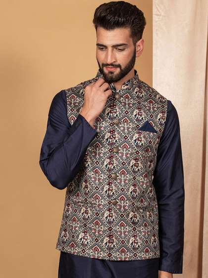 KISAH Printed Woven Nehru Jacket