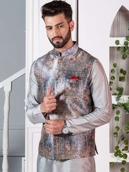 KISAH Printed Woven Nehru Jackets