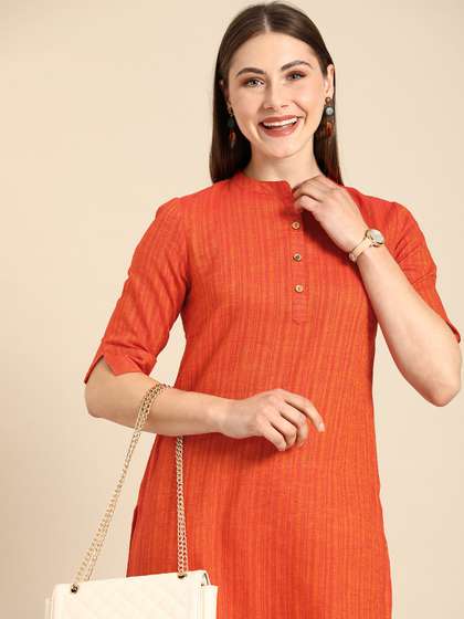 Anouk X fwd Women Mandarin Collar Straight Republic Day Republic Day Kurta