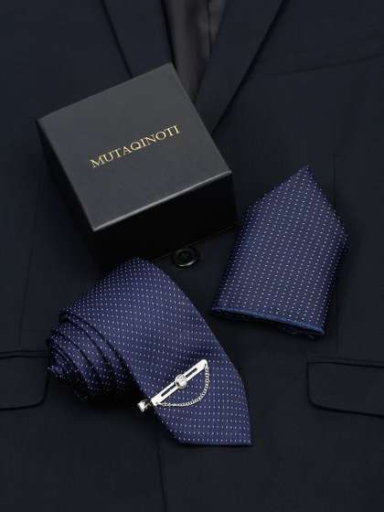MUTAQINOTI Men Printed
                      Silk Formal Accessory Gift Set