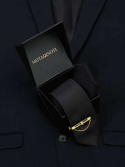 MUTAQINOTI Men Silk
                    Formal Necktie & Pocket Square & Tiepin
                    Accessory Gift Set