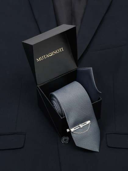 MUTAQINOTI Men Self
                      Design Silk Accessory Gift Set